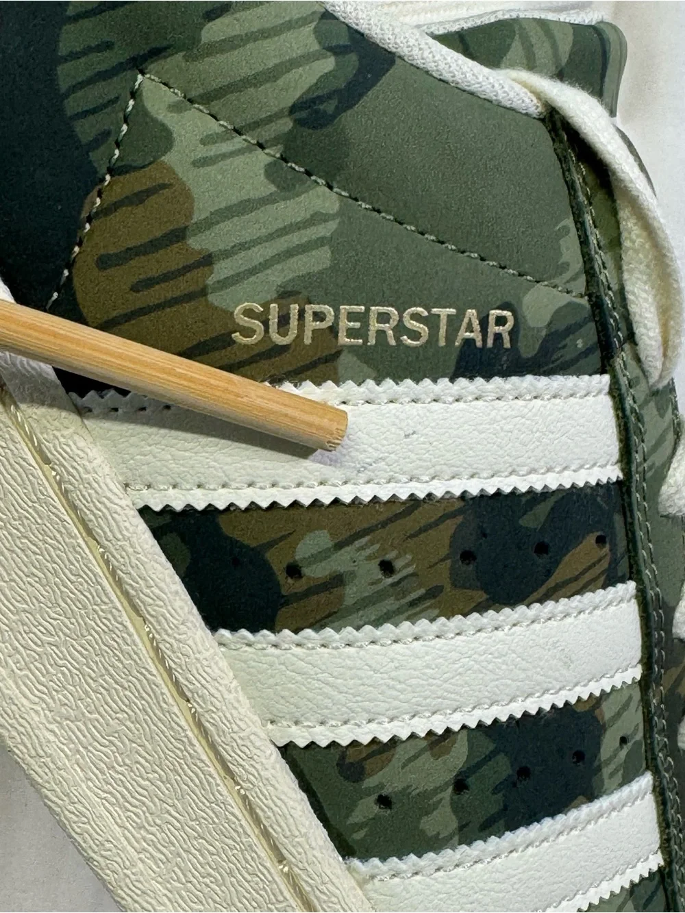 adidas Superstar Sneakers in Green Camo and White Accents